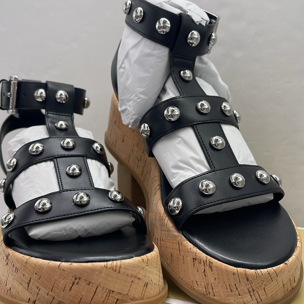 MICHAEL KORS Selah Studded Platform Gladiator Silver Studded Sandal
Black 
New - Picture 5 of 16